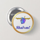 Badge Rond 5 Cm Shalom Hanoukka (Devant & derrière)