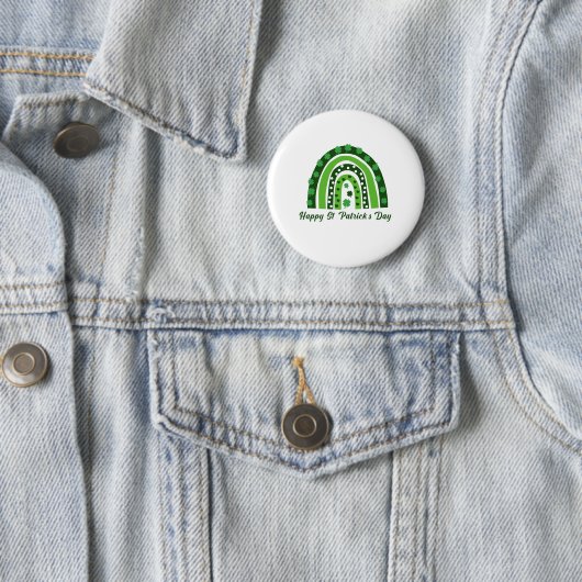 Badge Rond 5 Cm Shamrock Boho vert Rainbow St. Patrick's Day (En situation)