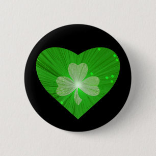 Badge Rond 5 Cm Shamrock Bouton de bouton Coeur noir