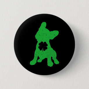 Badge Rond 5 Cm Shamrock Bulldog St Patrick Propriétaire de la jou