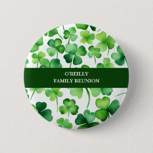 Badge Rond 5 Cm Shamrock d'aquarelle du nom de famille irlandais