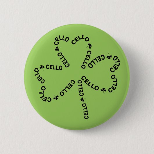 Badge Rond 5 Cm Shamrock de texte de cello (Devant)