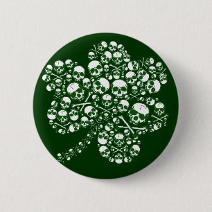 Badge Rond 5 Cm Shamrock gothique de crânes