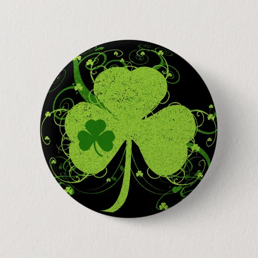Badge Rond 5 Cm Shamrock irlandais vert (Devant)