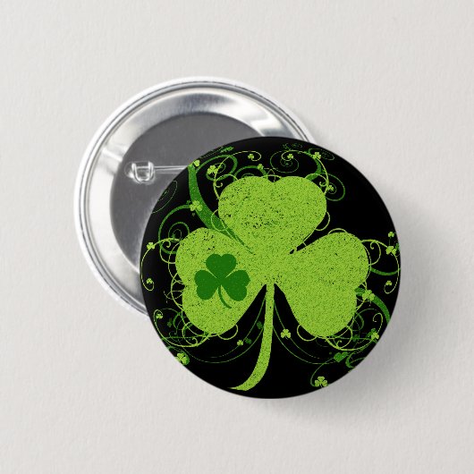 Badge Rond 5 Cm Shamrock irlandais vert (Devant & derrière)