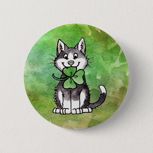 Badge Rond 5 Cm Shamrock Kitty (Devant)