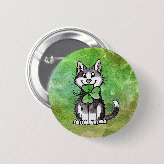 Badge Rond 5 Cm Shamrock Kitty (Devant & derrière)