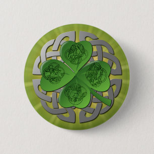 Badge Rond 5 Cm Shamrock - noeud celtique - 4 évangélistes