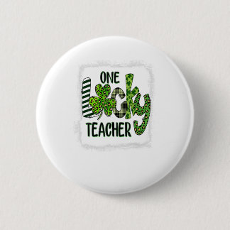 Badge Rond 5 Cm Shamrock One Lucky Teacher St Patrick
