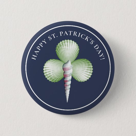Badge Rond 5 Cm Shamrock Seashells St. Patrick's Day Button (Devant)