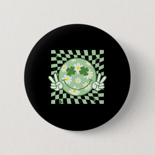Badge Rond 5 Cm Shamrock super Sourire Visage Jour de la Saint Pat