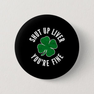 Badge Rond 5 Cm Shamrock Vert - Saint Patron Jour Fermé Foie