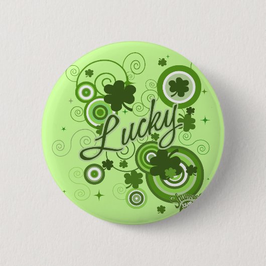Badge Rond 5 Cm Shamrocks chanceux (Devant)
