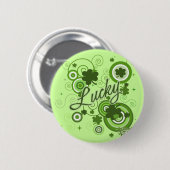 Badge Rond 5 Cm Shamrocks chanceux (Devant & derrière)