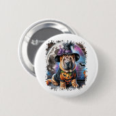 Badge Rond 5 Cm Shar Pei Chien Carré d'Halloween (Devant & derrière)