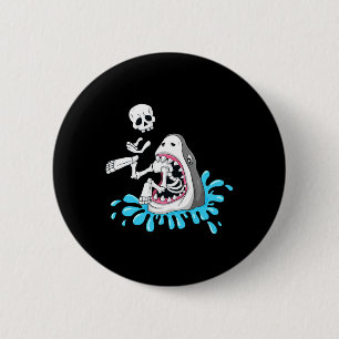 Badge Rond 5 Cm Shark Mange Skeleton Fun Halloween Garçons Filles