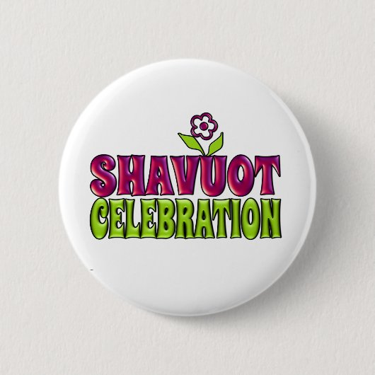 Badge Rond 5 Cm Shavuot Fête fun Salutation avec fleur (Devant)