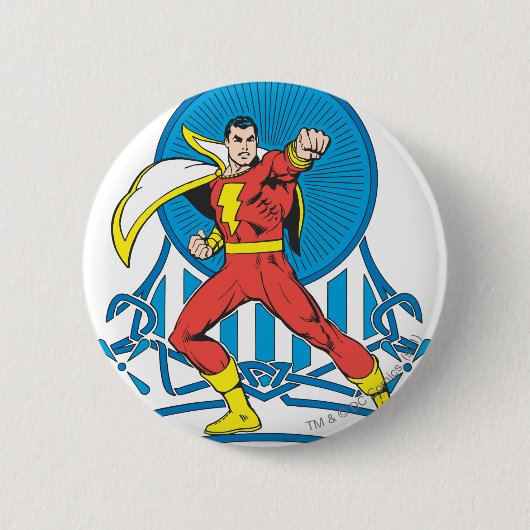 Badge Rond 5 Cm SHAZAM en combat (Devant)