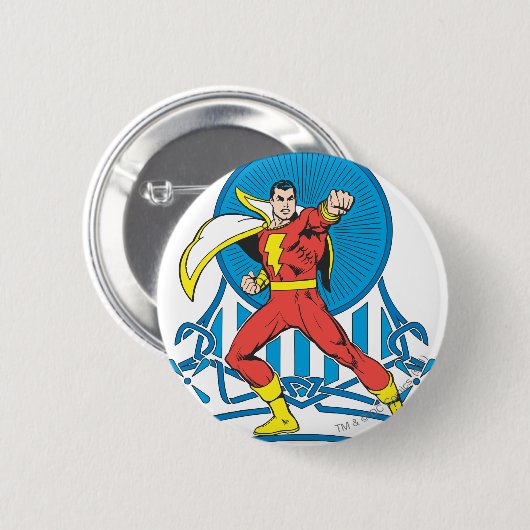 Badge Rond 5 Cm SHAZAM en combat (Devant & derrière)