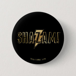 Badge Rond 5 Cm SHAZAM ! logo d'or de