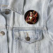 Badge Rond 5 Cm SHAZAM ! | Shazam soufflant la bulle gomme (En situation)
