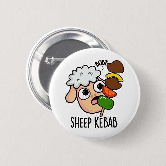 Badge Rond 5 Cm Sheep Kebab Funny Shish Kebab Pun (Devant & derrière)