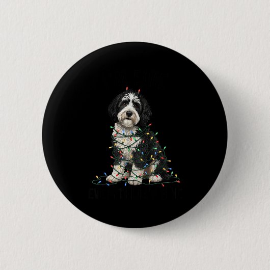 Badge Rond 5 Cm Sheepadoodle Christmas I'm Fine Everything Is Fine (Devant)