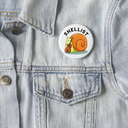 Badge Rond 5 Cm Shellist Funny Snail Cello Pun (En situation)