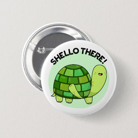 Badge Rond 5 Cm Shello There Funny Tortoise Pun (Devant & derrière)