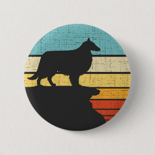 Badge Rond 5 Cm Sheltie Shetland Sheepdog Retro Amoureux des chien