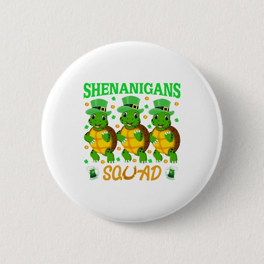 Badge Rond 5 Cm Shenanigans Squad St. Patrick�s Day Cute Turtle (Devant)
