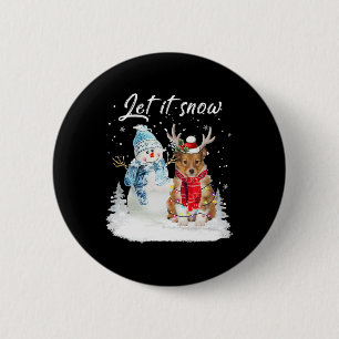 Badge Rond 5 Cm Shetland Sheepdog Père Noël Chien Noël Snowman Noë