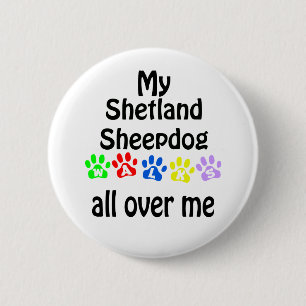 Badge Rond 5 Cm Shetland Sheepdog Walks Design