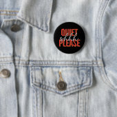 Badge Rond 5 Cm Shhh tranquillité svp (orange/blanc) (En situation)