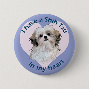 Badge Rond 5 Cm Shi Tzu dans Mon coeur