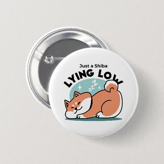 Badge Rond 5 Cm Shiba Inu Art : Juste un Shiba Lying Low (Devant & derrière)