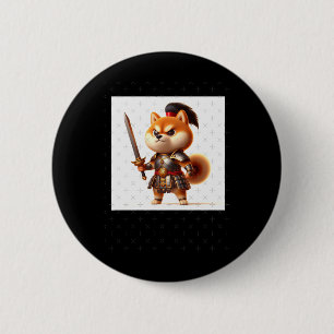 Badge Rond 5 Cm Shiba Warrior #1 Sticker à épée