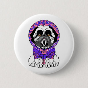 Badge Rond 5 Cm Shih Tzu Princesse