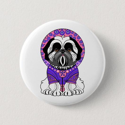 Badge Rond 5 Cm Shih Tzu Princesse (Devant)