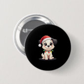 Badge Rond 5 Cm Shih Tzu Santa Christmas Tree Lights Xmas Dog Love (Devant & derrière)