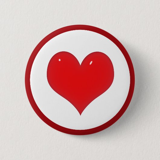 Badge Rond 5 Cm Shiny Red Heart (Add Your Text) (Devant)