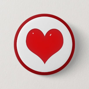 Badge Rond 5 Cm Shiny Red Heart (Add Your Text)