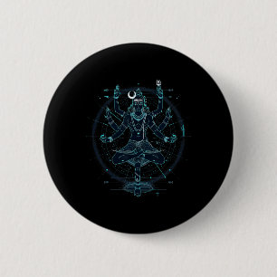 Badge Rond 5 Cm Shiva Dieu hindou spirituel Danse Tandava Yoga Méd