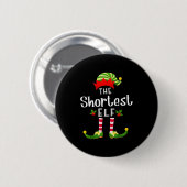 Badge Rond 5 Cm Shortest Christmas Elf Matching Pajama X-mas Party (Devant & derrière)