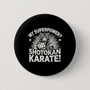 Badge Rond 5 Cm Shotokan Karate Fighter Martial Arts Tiger Funny K