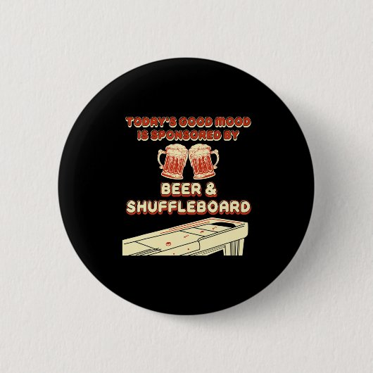 Badge Rond 5 Cm Shuffleboard Player Beer (Devant)