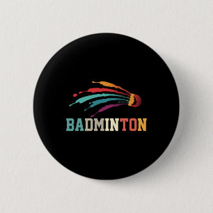 Badge Rond 5 Cm Shutter Badminton Player Sports Racket Coach Team