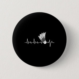 Badge Rond 5 Cm Shuttle Heartbeat - Joueur de Badminton