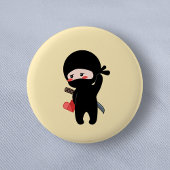 Badge Rond 5 Cm Shy Blushing Ninja Origami Papier Coeur Jaune