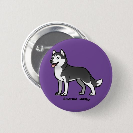 Badge Rond 5 Cm Siberian Husky (Devant & derrière)